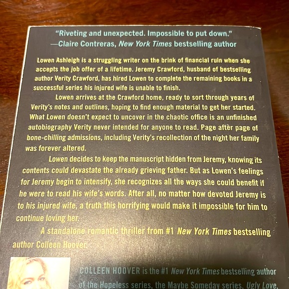 “Verity” by Colleen Hoover (paperback) - Picture 2 of 2